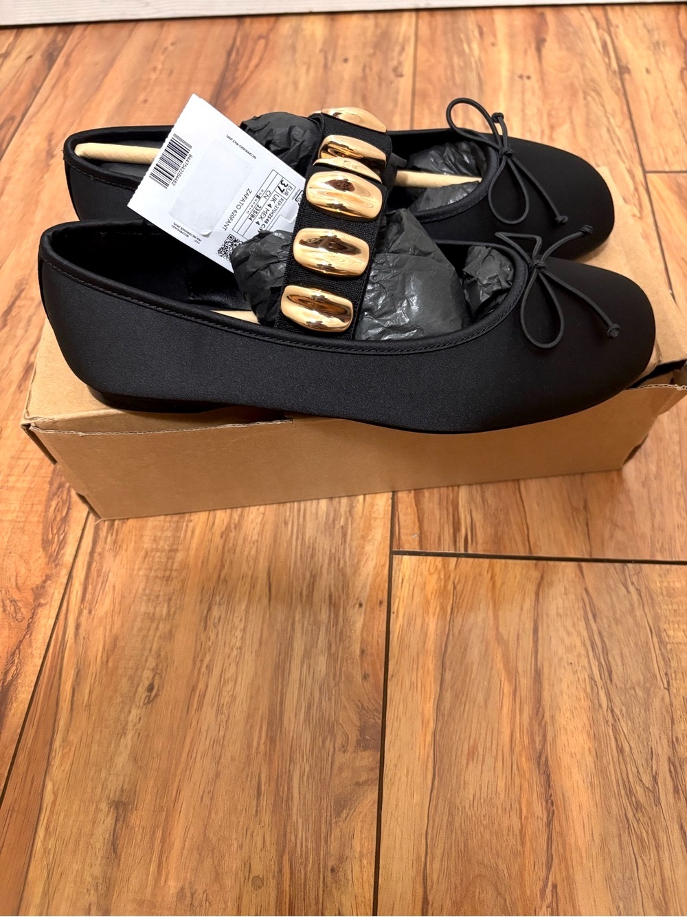 NIB MANGO Ballerina With Metallic Applique Straps - Picture 8 of 11